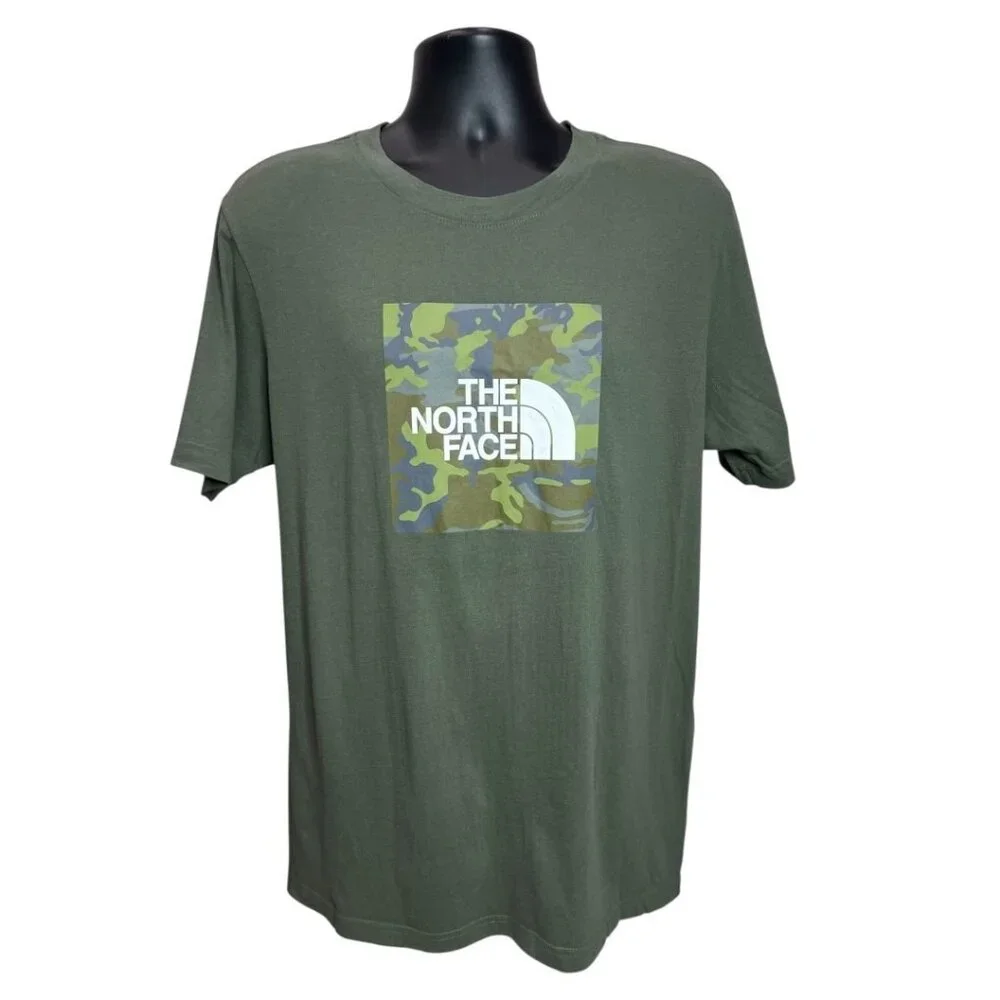 The North Face Boxed In Tee Men's Green Camo Short‎ Sleeve T-Shirt Size Large